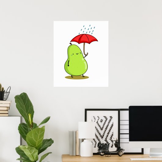 Cute Kawaii Pear met baarmoeder Poster (Thuiskantoor)