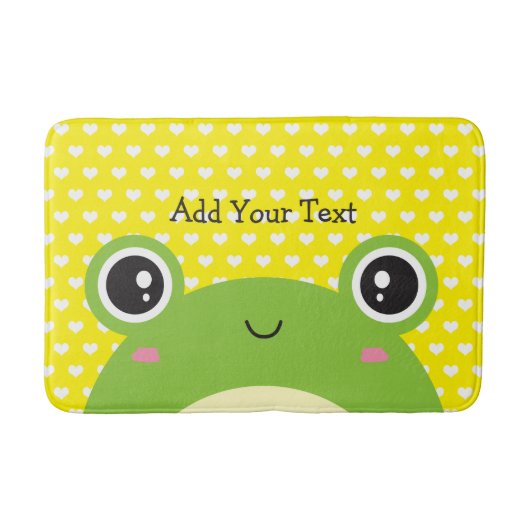 Cute Kawaii Peek-a-Boo Frog Personalized Badmat (Voorkant)