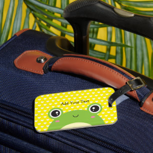 Cute Kawaii Peek-a-Boo Frog Personalized Bagagelabel