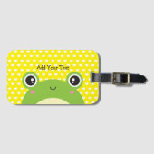 Cute Kawaii Peek-a-Boo Frog Personalized Bagagelabel (Voorkant (horizontaal))