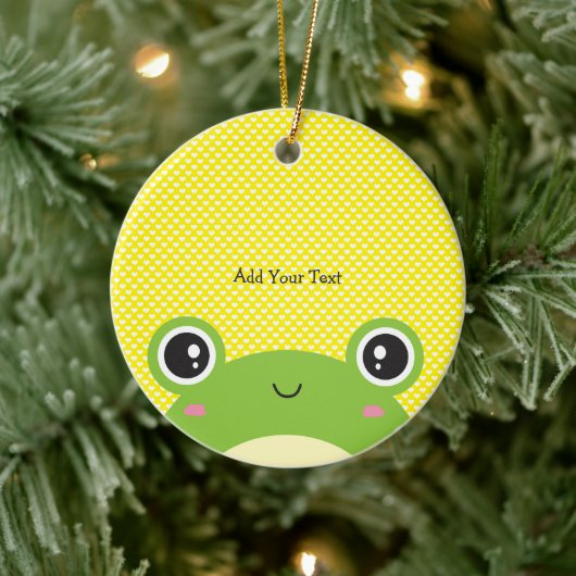 Cute Kawaii Peek-a-Boo Frog Personalized Keramisch Ornament (Boom)
