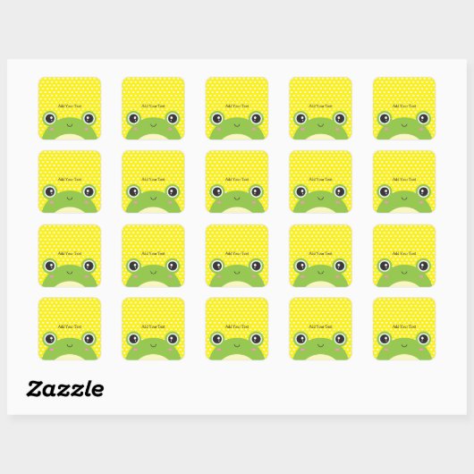 Cute Kawaii Peek-a-Boo Frog Personalized Vierkante Sticker (Vel)
