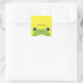 Cute Kawaii Peek-a-Boo Frog Personalized Vierkante Sticker (Tas)