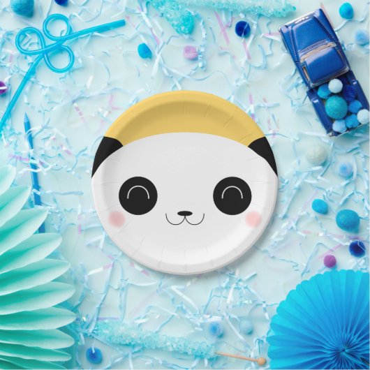 Cute Kawaii Peekaboo Blushing Panda Face Papieren Bordje (Feest)