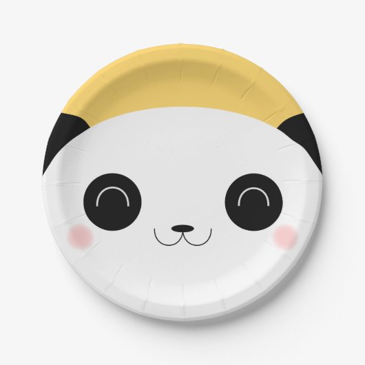 Cute Kawaii Peekaboo Blushing Panda Face Papieren Bordje (Voorkant)