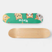 Cute Kawaii Peeking Cats Pattern Persoonlijk Skateboard (Horizontaal)