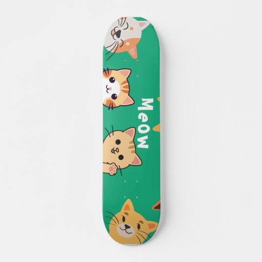 Cute Kawaii Peeking Cats Pattern Persoonlijk Skateboard (Voorkant)