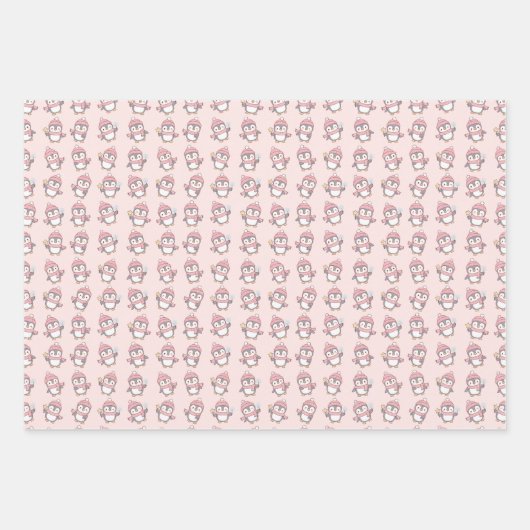 Cute kawaii penguin and gingerbread  inpakpapier vel (Voorkant)