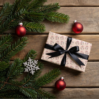 Cute kawaii penguin and gingerbread inpakpapier vel