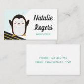 Cute Kawaii Penguin Babysitter Nanny Daycare Kinde Visitekaartje (Voorkant / Achterkant)