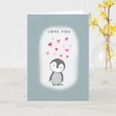 Cute Kawaii Penguin houdt van je Valentijn Jubileu Kaart (Gele Bloem)