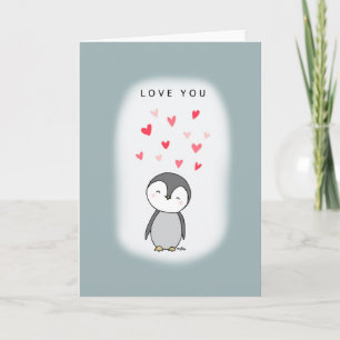 Cute Kawaii Penguin houdt van je Valentijn Jubileu Kaart