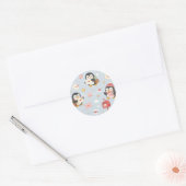 Cute Kawaii Penguin Love Mail Pattern Ronde Sticker (Envelop)