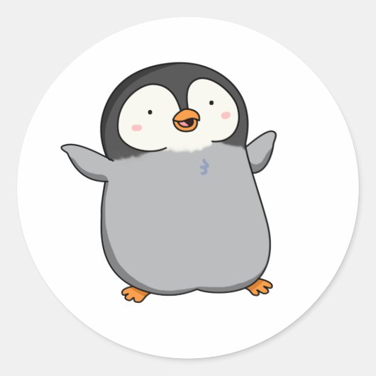 Cute Kawaii Penguin Ronde Sticker (Voorkant)