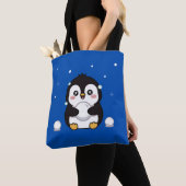 Cute Kawaii Penguin Winter Tote Bag (Dichtbij)