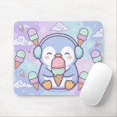 Cute Kawaii Penguin with Ice Cream Mouse Pad Muismat (Met muis)