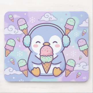 Cute Kawaii Penguin with Ice Cream Mouse Pad Muismat