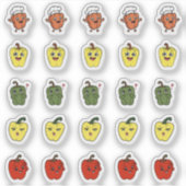 Cute Kawaii Peper Karakter Sticker Vel (Voorkant)