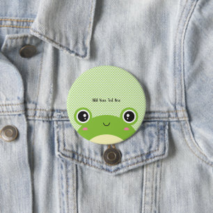 Cute Kawaii Personalized Peek-a-Boo Frog Ronde Button 7,6 Cm