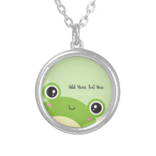 Cute Kawaii Personalized Peek-a-Boo Frog Zilver Vergulden Ketting