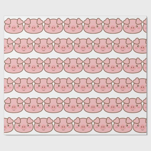 Cute Kawaii Pig Cadeaupapier (Vlak)