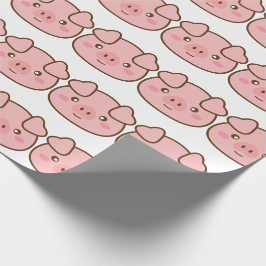 Cute Kawaii Pig Cadeaupapier (Hoek)