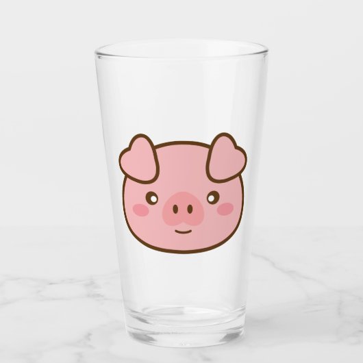 Cute Kawaii Pig Glas (Voorkant)