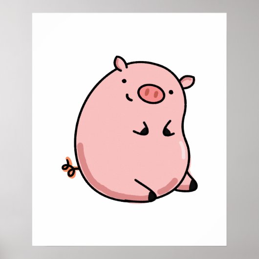 Cute Kawaii Pig Poster (Voorkant)