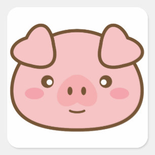 Cute Kawaii Pig Vierkante Sticker