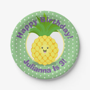 Cute kawaii pineapple cartoon papieren bordje