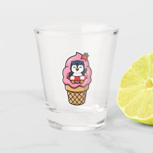 Cute Kawaii Pinguïn IJshoorn Zomer BSticker Shot Glas
