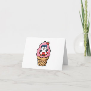 Cute Kawaii Pinguïn Ijsje Zomer BSticker Bedankkaart