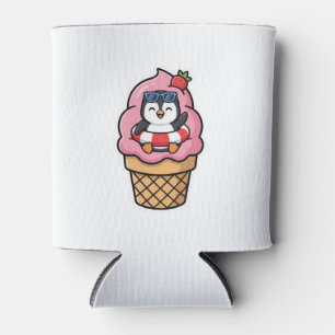 Cute Kawaii Pinguïn Ijsje Zomer BSticker Blikjeskoeler