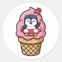 Cute Kawaii Pinguïn Ijsje Zomer BSticker