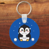 Cute Kawaii Pinguïn Winter Sleutelhanger (Voorkant)