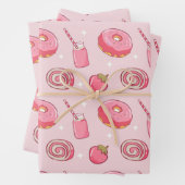 Cute Kawaii Pink Aesthetic Foods Seamless Pattern Inpakpapier Vel (In situ)