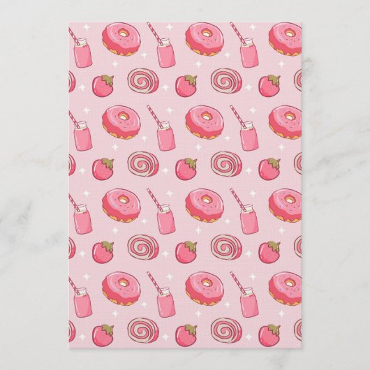 Cute Kawaii Pink Aesthetic Foods Seamless Pattern Kaart (Voorkant)