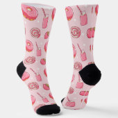Cute Kawaii Pink Aesthetic Foods Seamless Pattern Sokken (Gebogen)