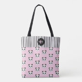 Cute Kawaii Pink Black Panda Monogram Tote Bag (Achterkant)