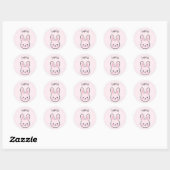 Cute Kawaii Pink Bunny and Polka Dots Ronde Sticker (Vel)