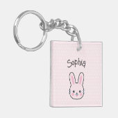Cute Kawaii Pink Bunny and Polka Dots Sleutelhanger (Voorkant Links)