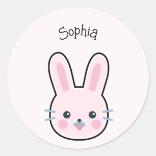 Cute Kawaii Pink Bunny Ronde Sticker