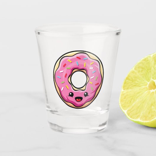 Cute Kawaii Pink Donut Shot Glas (Voorkant)