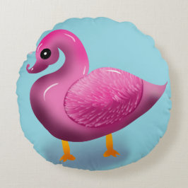 Cute Kawaii Pink Duck & Hearts Nursery Art Rond Kussen