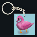 Cute Kawaii Pink Duck & Hearts Nursery Art Sleutelhanger<br><div class="desc">Quack up a smile with this incredibly cute pink duck design! This unique illustration features a glossy, 3D-style duck with a soft, textured wing, looking lovingly at floating pink hearts. It's an adorable and modern take on a classic childhood favorite. Perfect for decorating a baby girl's nursery, making a sweet...</div>