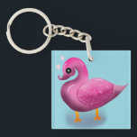 Cute Kawaii Pink Duck & Hearts Nursery Art Sleutelhanger<br><div class="desc">Quack up a smile with this incredibly cute pink duck design! This unique illustration features a glossy, 3D-style duck with a soft, textured wing, looking lovingly at floating pink hearts. It's an adorable and modern take on a classic childhood favorite. Perfect for decorating a baby girl's nursery, making a sweet...</div>