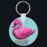 Cute Kawaii Pink Duck & Hearts Nursery Art Sleutelhanger<br><div class="desc">Quack up a smile with this incredibly cute pink duck design! This unique illustration features a glossy, 3D-style duck with a soft, textured wing, looking lovingly at floating pink hearts. It's an adorable and modern take on a classic childhood favorite. Perfect for decorating a baby girl's nursery, making a sweet...</div>
