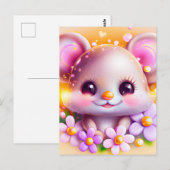 Cute Kawaii Pink Mouse Briefkaart (Voorkant / Achterkant)