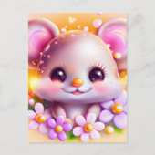 Cute Kawaii Pink Mouse Briefkaart (Voorkant)