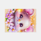 Cute Kawaii Pink Mouse Fleece Deken (Voorkant (Horizontaal))